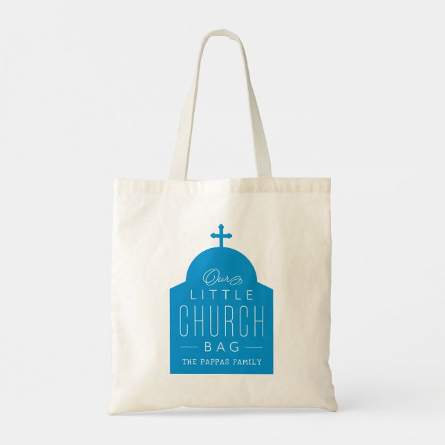 Our little church bag cute blue Orthodox dome tote (Back)