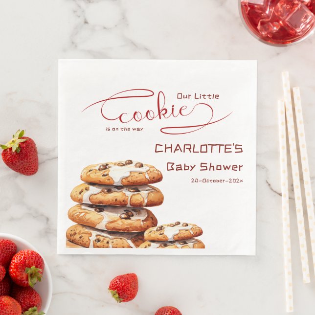 Our Little Cookie Is On The Way Cute Baby Shower Napkin (Insitu)