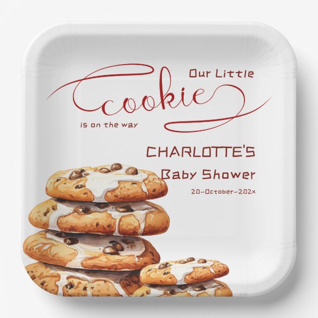 Our Little Cookie Is On The Way Cute Baby Shower Paper Plate (Front)