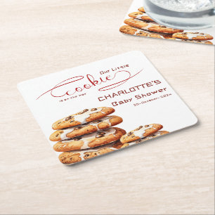 Our Little Cookie Is On The Way Cute Baby Shower Square Paper Coaster