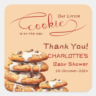 Our Little Cookie Is On The Way Cute Baby Shower Square Sticker