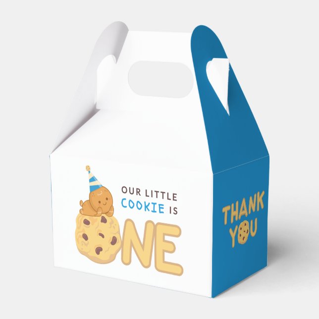 Our Little Cookie is One First Birthday Favor Box (Front Side)