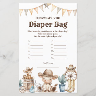 Our Little Cowboy Baby shower What's in Diaper Bag