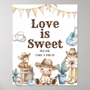 Our Little Cowboy Cactus Baby Shower Love is Sweet Poster