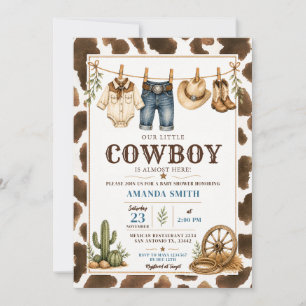 Our Little Cowboy Clothesline Western Baby Shower Invitation