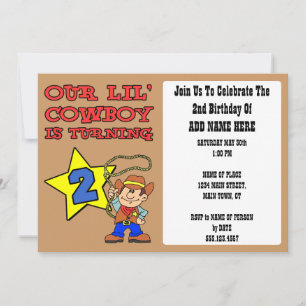 Our Little Cowboy Is Turning Two Invitation