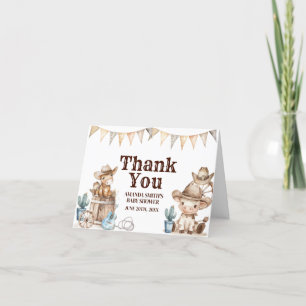 Our Little Cowboy Wild West Baby Shower Folded Thank You Card
