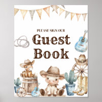 Our Little Cowboy Wild West Baby Shower Guest Book