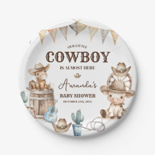 Our Little Cowboy Wild West Baby Shower Paper Plate