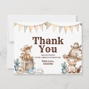 Our Little Cowboy Wild West Baby Shower Thank You Card