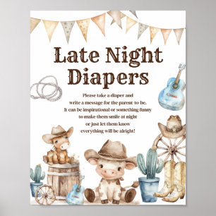 Our Little Cowboy Wild West Late Night Diaper Poster