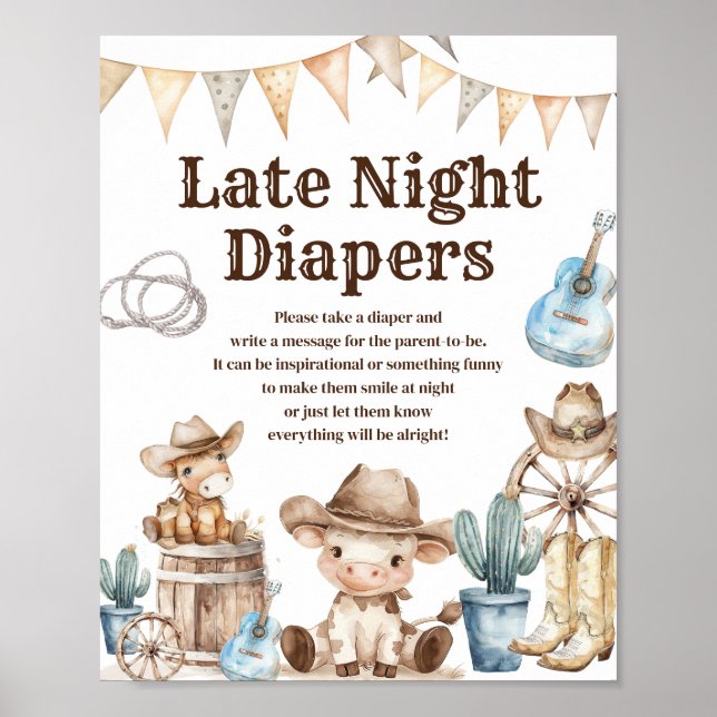 Our Little Cowboy Wild West Late Night Diaper Poster (Front)