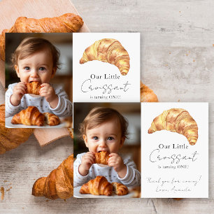 Our Little Croissant 1st Birthday Thank you Card