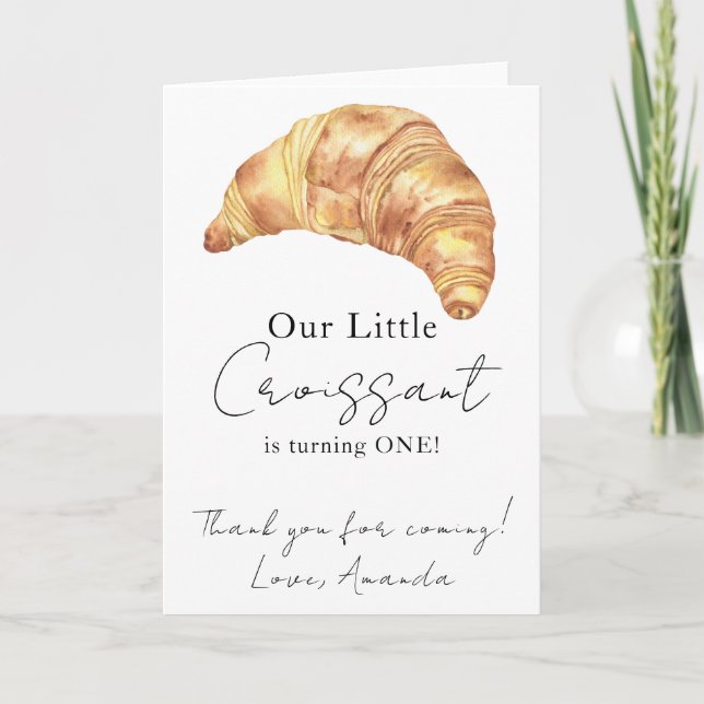 Our Little Croissant 1st Birthday Thank you Card (Front)