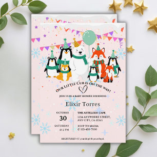 Our Little Cub Arctic Animals Baby Shower Invitation