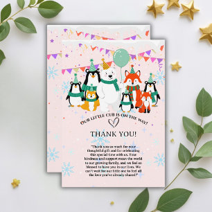 Our Little Cub   Arctic Animals Baby Shower Thank You Card