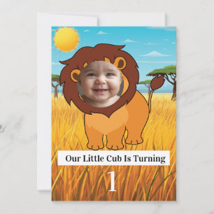 Our Little Cub Is Turning 1 Birthday Invitation   