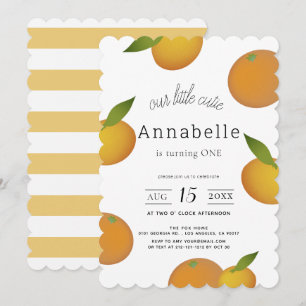 Our Little Cutie Citrus Orange Girl 1st Birthday Invitation