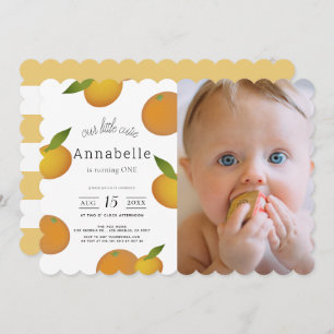 Our Little Cutie Citrus Orange Photo 1st Birthday Invitation