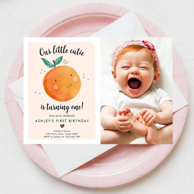 Our Little Cutie Clementine Orange First Birthday Invitation (Creator Uploaded)
