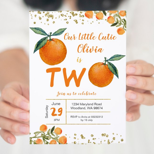 Our Little Cutie is Two Birthday Invitation (Creator Uploaded)