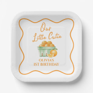 Our Little cutie orange birthday Paper Plate