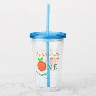 Our little cutie orange one birthday citrus fruit  acrylic tumbler