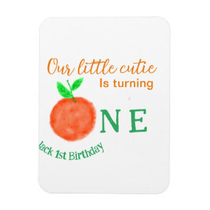 Our little cutie orange one birthday citrus fruit  magnet