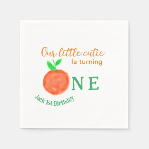 Our little cutie orange one birthday citrus fruit  napkin