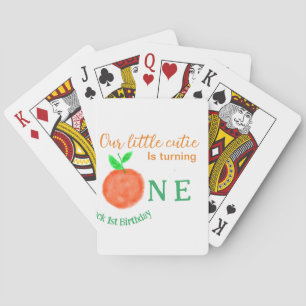 Our little cutie orange one birthday citrus fruit playing cards