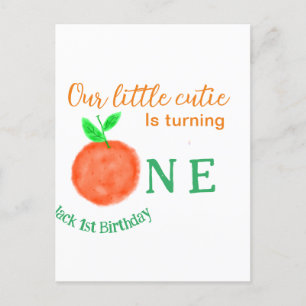 Our little cutie orange one birthday citrus fruit  postcard