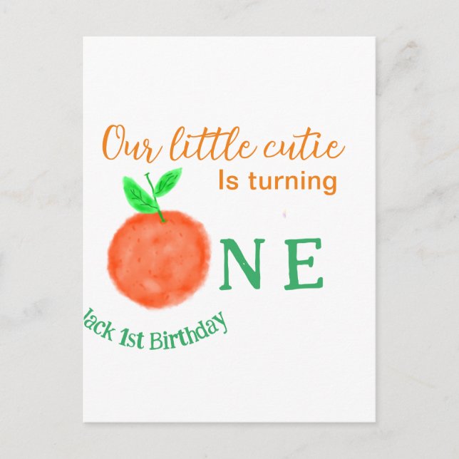 Our little cutie orange one birthday citrus fruit  postcard (Front)