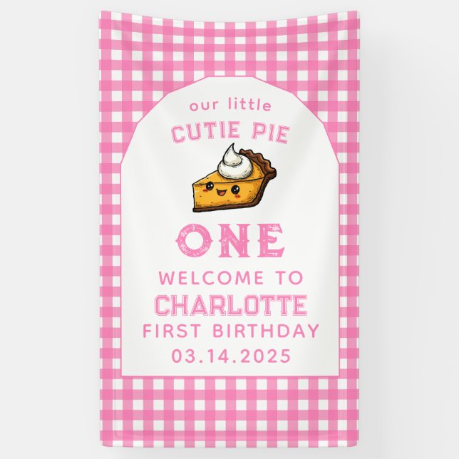 Our Little Cutie Pi Day 1st Birthday Banner (Vertical)