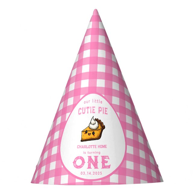 Our Little Cutie Pi Day 1st Birthday Party Hat (Front)