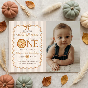 Our Little Cutie Pie Fall 1st Birthday Photo Invitation