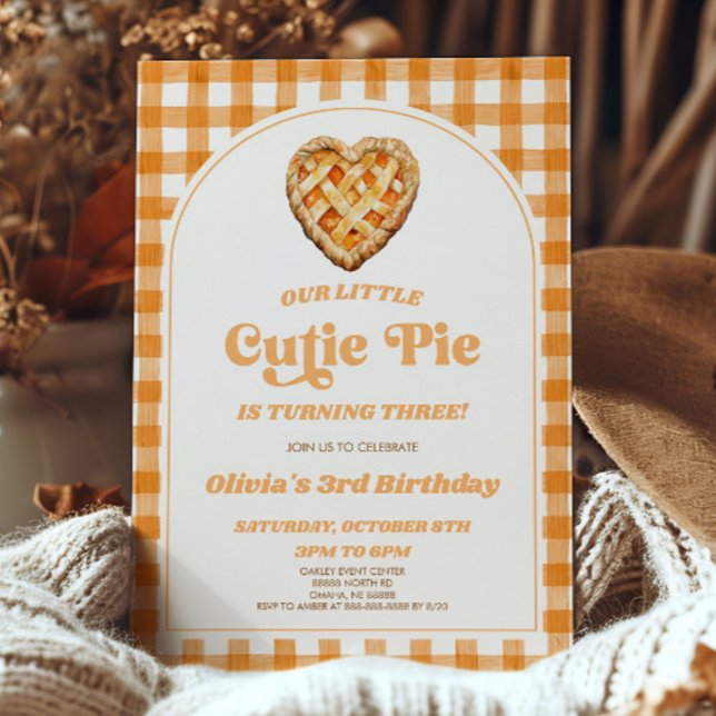 Our Little Cutie Pie Retro Birthday Party Invitation (Creator Uploaded)