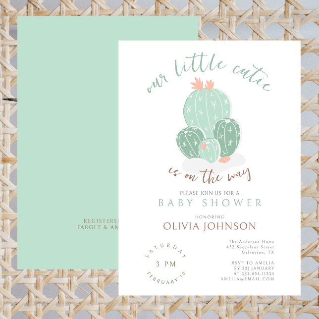 Our Little Cutie Succulent Watercolor Baby Shower Invitation (Creator Uploaded)