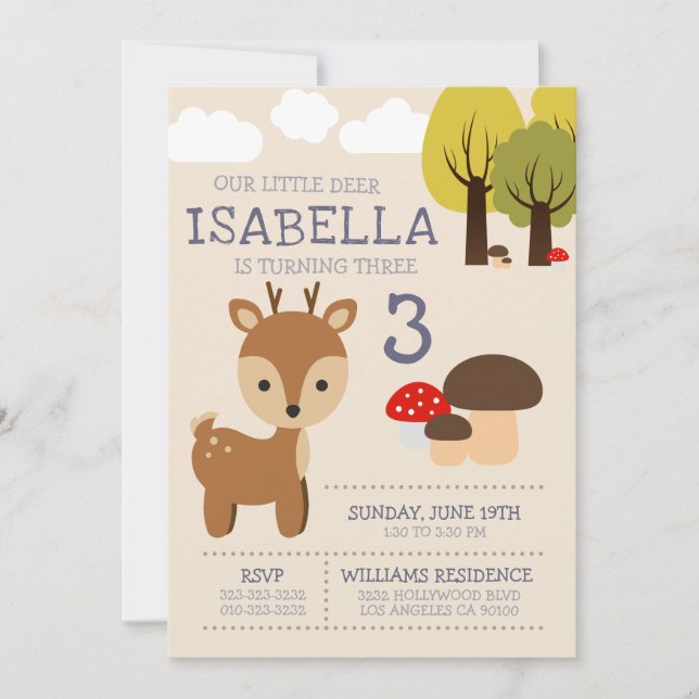 Our little Deer Birthday Party Invitation (Front)