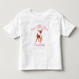 Our Little Deer Cute Pink Personalised Baby Toddler T-Shirt