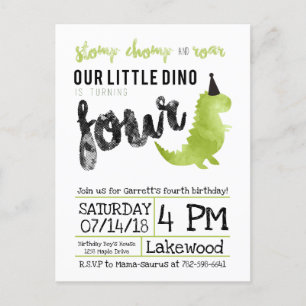 Our Little Dino Birthday Invitation Dinosaur Theme