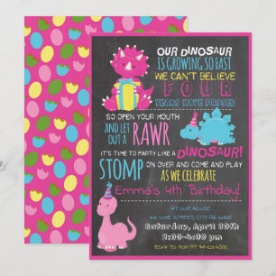 Our Little Dinosaur Kids Birthday Invitation