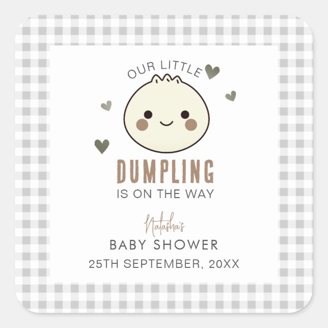 Our Little Dumpling Gender Neutral Baby Shower Square Sticker (Front)