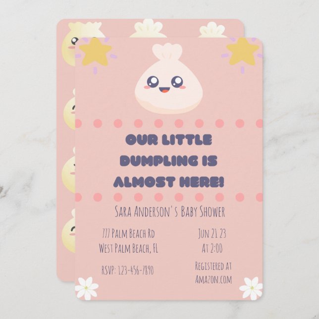 Our Little Dumpling is Almost Here Baby shower Invitation (Front/Back)