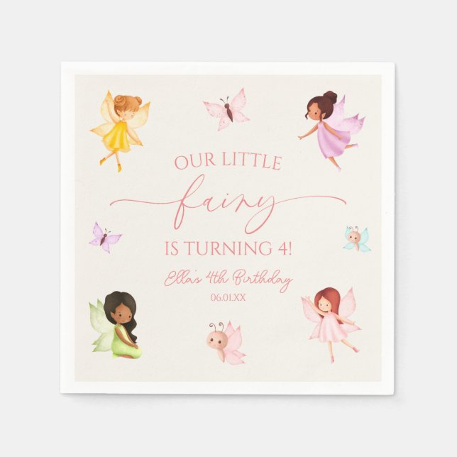 Our Little Fairy Enchanted Fairies Birthday Party Napkin (Front)