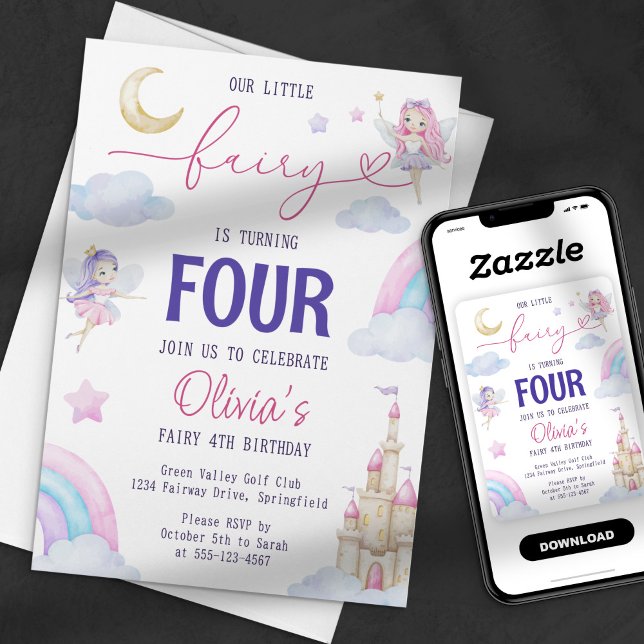 Our Little Fairy magical Party Fairytale Rainbow Invitation (Creator Uploaded)