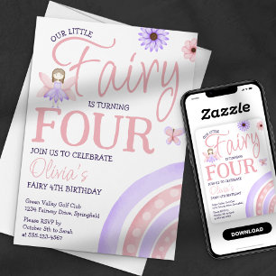 Our Little Fairy Magical Rainbow Pink Birthday Invitation