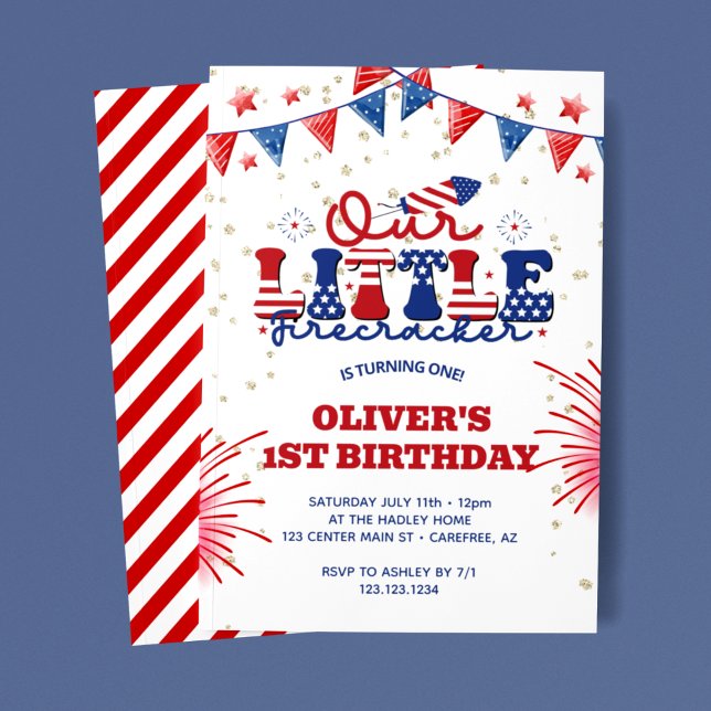 Our Little Firecracker 1st Birthday Invitation (Creator Uploaded)
