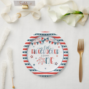 Our Little Firecracker 1st Birthday Paper Plate