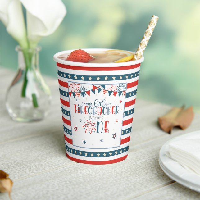 Our Little Firecracker 1st Birthday Party Cups (Insitu)