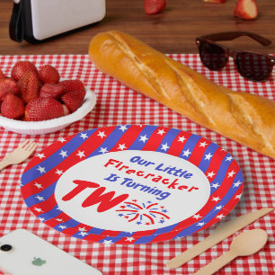 Our Little Firecracker 2nd Birthday Paper Plate